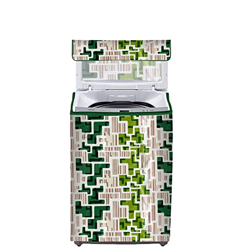 Image of Washing Machine Cover for Top Load 5kg to 7.5kg | Light Weight Dustproof Polyester Cover with Zip Enclosure | Fully Automatic Washer Protector Indoor Outdoor Use- Size 23x23x35 inch
