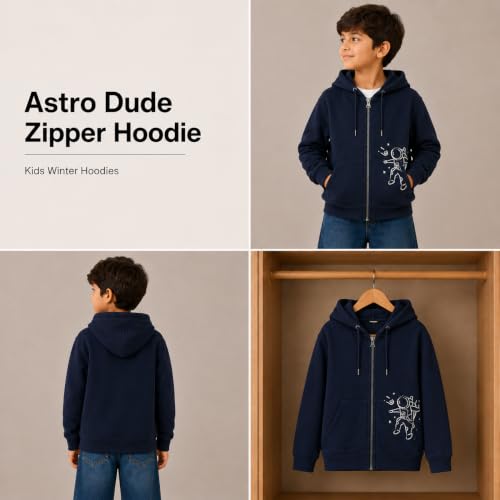 Image of The Mom Store Winter Jackets for Kids | Cute Sweatshirt and Cool Hoodies for Baby Boy and Baby Girls | with Zippers | Hoodie Cap