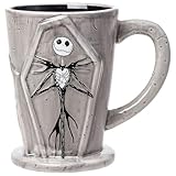 Silver Buffalo Disney Tim Burton Nightmare Before Christmas Tombstones Featuring Jack Skellington and Zero 3D Sculpted Ceramic Mug, 18 Ounces