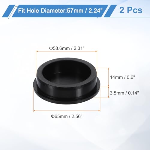 Image of uxcell 2Pcs Silicone Hole Plug, Waterproof Round Rubber Stoppers Bottle Seal Plugs Tube Pipe End Caps for 57mm /2.24 inch Hole for Bathtub Bottle, Black