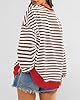 BTFBM Womens Oversized Striped Sweatshirt Crewneck... #1
