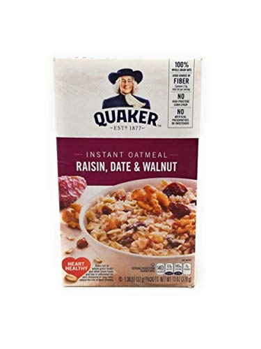 Quaker Instant Oatmeal Raisin, Date & Walnut, 10-Count Boxes (Pack of 4) by Quaker Oatmeal [Foods]