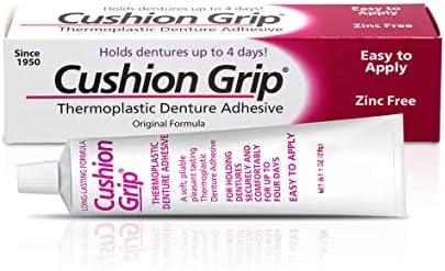 Cushion Grip - a Soft Pliable Thermoplastic for Refitting and Tightening Loose Dentures - Not a Glue Adhesive, Acts Like a Soft Reline (1 Oz)