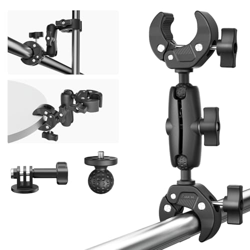 Maectech Accessoires Pince Double Super Serrée Pince pour Parapluie Support de Trépied pour Caméra Moto Support de Bureau