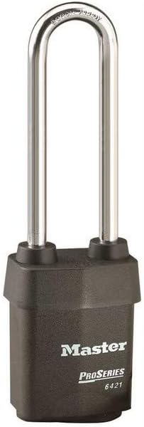 MASTER LOCK Keyed Padlock, 7/8 in,Rectangle,Black