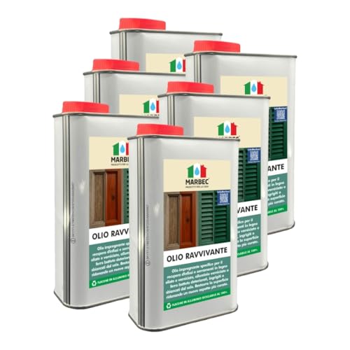 MARBEC OLIO RAVVIVANTE 1LTX6PZ Olio ravvivante per infissi in legno, alluminio verniciato e ferro battuto, rigenera, protegge e ravviva superfici opacizzate dal sole.