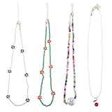 WESIEVYA Gargantilla de Cuentas Bohemia de Colores Flores, 4 Piezas para Chicas Adolescentes, Collar Ligero para Playa y Verano, Accesorios de Moda para Mujer