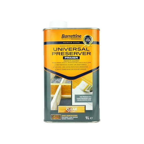 Barrettine Premier Universal Wood Preserver (Clear, 1L) - Deep Penetrating Oil Based Preserver for Over Painting/Coating, Suitable for Indoor & Outdoor Use
