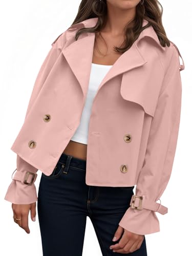 Trench-coat court surdimensionné chic et ample pour femme moderne en quête de style quotidien