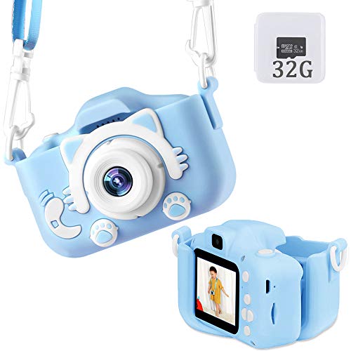 Review Product Kids Camera Upgraded Kid Digital Camera for Girls and Boys,1080 IPS Child Video Camera Toys Gift for 3-10 Years Old Children [32GB Memory Card,Protective Shell Include] (Blue)