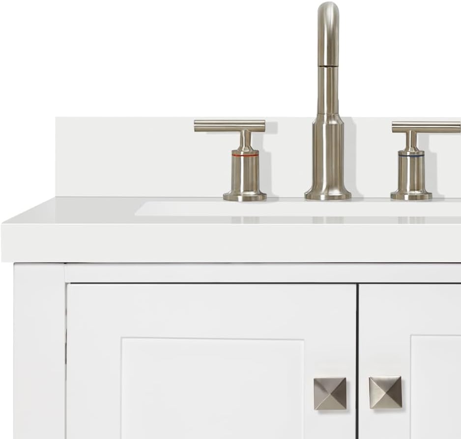 DKB Beckford 60" White Double Bathroom Vanity with Sink, 1.5" Pure White Quartz Countertop, Rectangular Undermount Sinks, 4 Soft Closing Doors, 6 Full Extension Dovetail Drawers