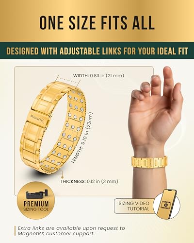 Image of MagnetRX 3X Strength Titanium Magnetic Bracelet - Magnetic Bracelets for Men - Premium Fold-Over Clasp and Adjustable Length with Sizing Tool
