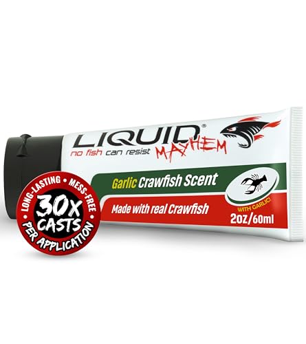 Liquid Mayhem Garlic Craw Fish Attractant Gel 60 ml / 2 oz · 60 Uses 1-Pack – Real Garlic Craw Bait & Aminos | UV-Enhanced Long-Lasting Gel – All Lure Types
