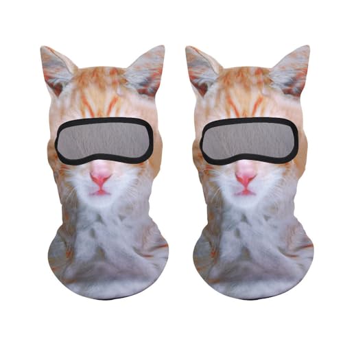 XFSRG 2 Piezas Pasamontañas Esquí Gato 3D con Orejas Animal Máscara de Esquí Divertida Balaclava para Fiestas Música Actividades Aire Libre(Gato Blanco*2)