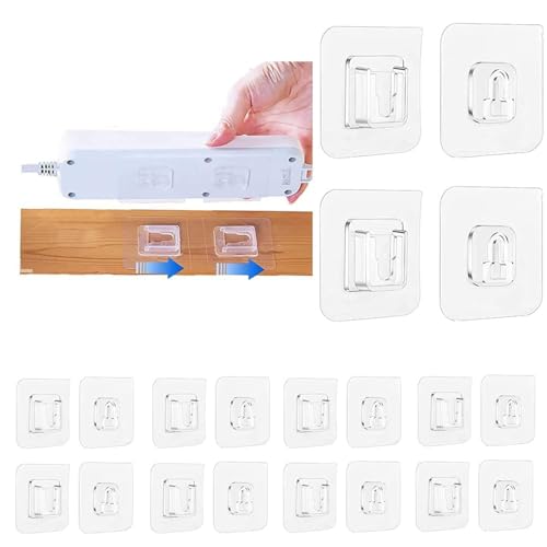 Image of 10 Pcs Heavy Duty Waterproof Double-Sided Adhesive Wall Hooks - Strong Plastic Hooks for Wall Hangings, Robes Finish Male Female Hook-10
