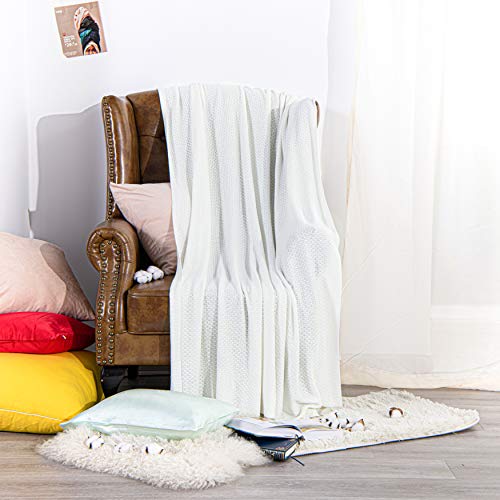 Image of NTBAY Rayon Derived from Bamboo Knit Throw Blanket, 51 x 67, White