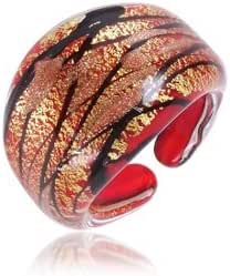 Bague En Verre De Murano Antica Murrina Venezia - Taille 52, Occasion, Bijou Artisanal Italien Coloré