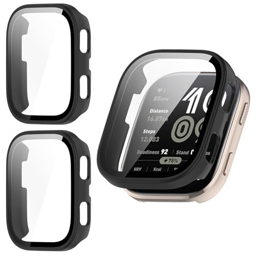 Kimiyaki 2 Pack for Amazfit Bip 6 Case [Full Coverage] Hard PC Bumper All-Around Screen Protective Accessories Built-in 9H Tempered Glass Film for Amazfit Bip 6