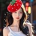 NIYANGLE Strawberry Beret Hat for Women Wool Blend Cute Kawaii Party Cap with Whimsical Strawberry Design Decorative Cosplay Headwear for Themed Events