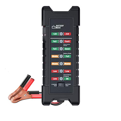 OBDMONSTER 12V 24V Battery Tester 2IN1 for Trucks and Cars Battery Analyzer Alternator Tool to Check Battery Condition & Alternator Charging Level with Switch for Loading Test & Battery Test