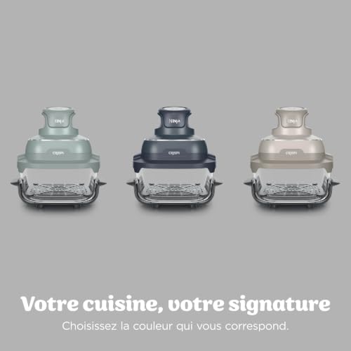 Ninja CRISPi Friteuse sans huile portable, 3,8L, 4-en-1 : Frire sans huile, Rôtir, Garder au chaud, Recroustiller, Design compact, 2 récipients avec couvercles, 1 700 W, Gris FN201EUBL1