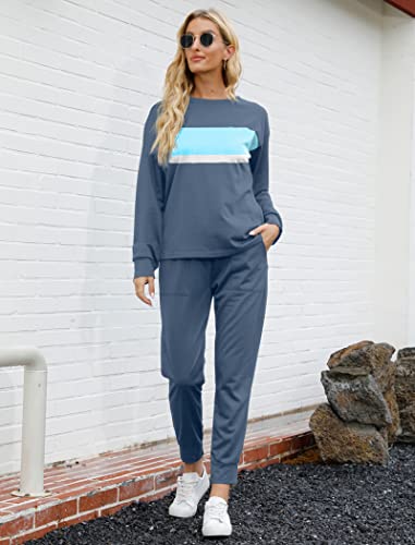 Image of Bofell Lounge Sets for Women 2 Piece Fall Outfits 2023 Fashion Trending Now Sweatsuits Tracksuits with Pockets Loose Fit