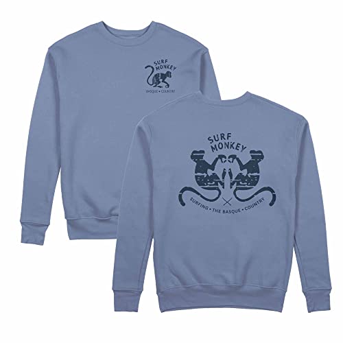 DRESSED IN MUSIC PLAY WITH ME Sudadera clásica de Cuello Redondo con Estampado Surf Monkey® (as4, Alpha, l, Regular, Regular, Azul, L) Cover