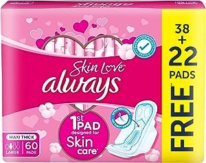 Always Cotton Skin Love Sanitary Pads, 60 Large Thick Pads (B0CLZYZVYJ) Amazon Price History, Amazon Price Tracker