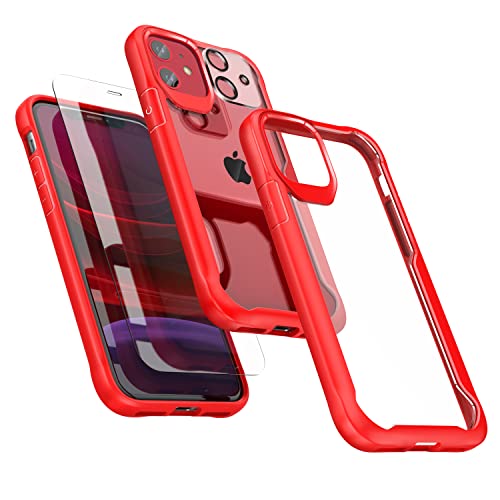 Oretech   Carcasa Compatible con iPhone 11 con 2 Vidrio Templado, protección de Pantalla y 1 cámara Trasera Protectora, antigolpes, Fina, antiarañazos, Duro Duro PC de Silicona, Marco para iPhone 11,