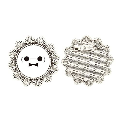 Broche de plata flor Baymax mediano para renovar chaquetas aburridas