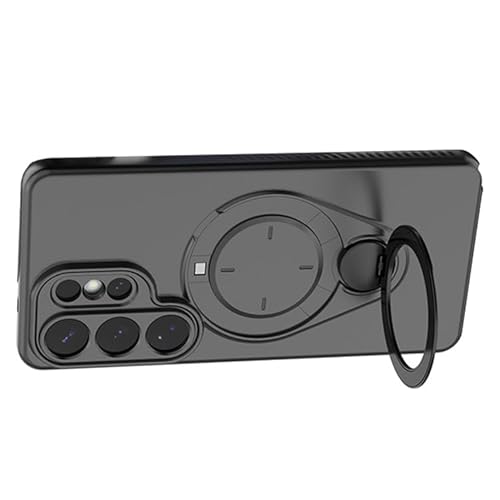 AGENIUS�EFor Galaxy S26 Ultra �P�[�X �J�o�[ �ϏՌ� ���� Qi�[�d ���C�����X�[�d�Ή� ��̌^�����O�t�� �X�^���h�@�\ �X�g���b�v�� For �M�����N�V�[S26�E���g��(�u���b�N)