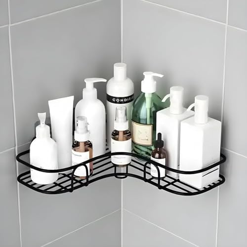 Image of Dangfly Wall-Mounted Stainless Steel Shelf with Towel Holder & Hooks - Chrome Finish Bathroom Organizer for Home & Hotel Use (2Pcs Corner)