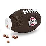NCAA Ohio State Buckeyes Football Treat Dispensing Toy for Dogs and Cats, Rubber Ball Pet Toy, Interactive Fun Doggie Treat Toy, Natural Rubber Feeding Toy