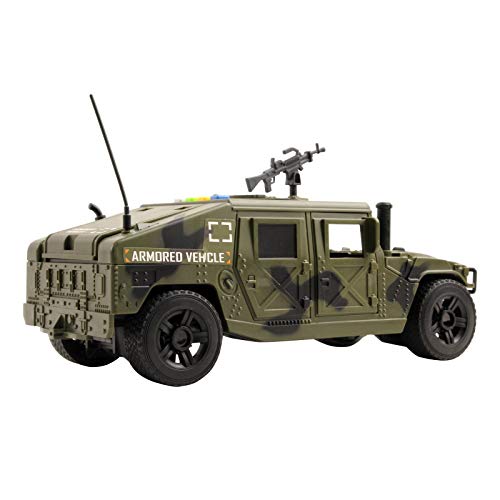 Vokodo TE-70_XX Military Fighter Truck Friction Powered With Lights And Sounds Kids Push And Go 1:16 Scale Pretend Play Armored Army Vehicle Doors Open Quality Action Toy Car Great Gift thumb #2