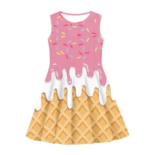 SYtrade Girls' Casual Dresses Kids Crewneck Sleeveless Dress Party A-Line Swing Dresses