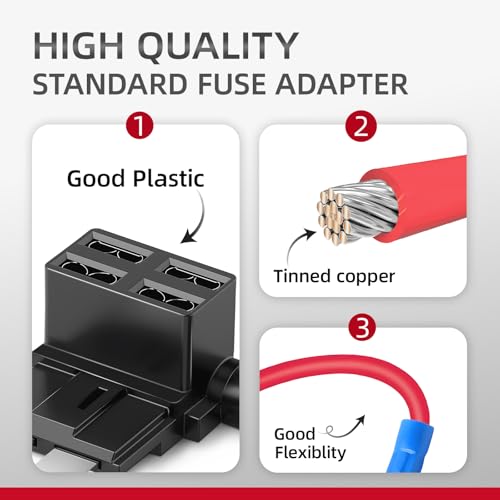 JOREST 4 stuks stroomdief, autozekering, standaard zekeringhouder 12 V, voeg een Circuit Piggyback zekeringsadapter, voor auto/camper/vrachtwagen/motorfiets, met 18 stuks (2A, 3A, 5A, 7,5A, 10A, 15A, - Afbeelding 4