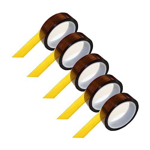 Image of Tapes Master 5 Rolls - 1 inch x 36 Yds 1 Mil Kapton Tape - Polyimide High Temperature Heat Rresistant Tape with Silicone Adhesive - No Residue