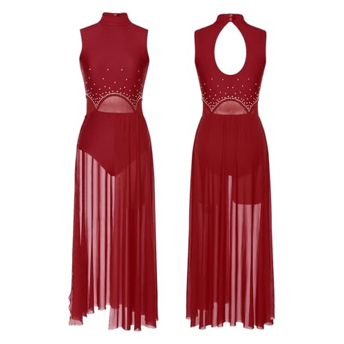 Robe de patinage artistique femme avec strass et maille