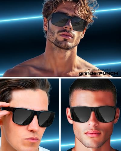grinderPUNCH 2 Pack Mens Oversized Sunglasses XL Big Head Fit, Extra Wide Frame Sunglasses for Men, XXL Large Wide Shades2