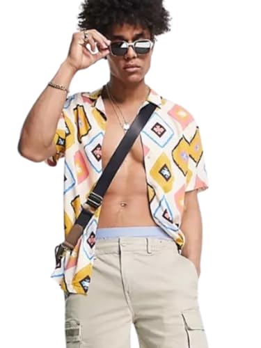 Image of DHRUVI TRENDZ Men's Rayon Regular Fit Shirt Casual Stylish|Printed | Half Sleeve | Formal Shirts| Summer Button-Down