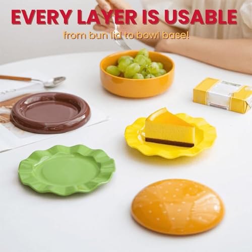 Assiettes à hamburger en céramique empilables et compatibles micro-ondes
