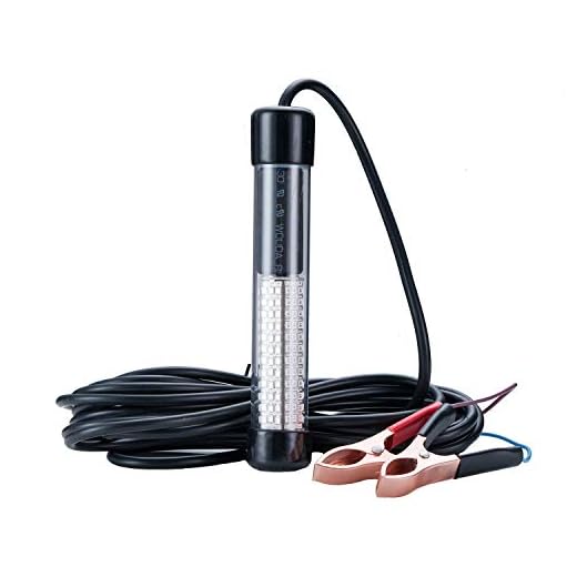 Suxing IP68 1200 Lumen 12V LED Green Underwater Sinking Submersible Night Fishing Light Crappie Squid Boat Shad Shrimp Fish Finder Lamp 5m Cord