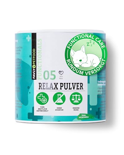 FAVLY – Relax Pulver Beruhigungsmittel für Hunde 250g – getreidefreies Ergänzungsfuttermittel zur natürlichen Beruhigung bei Stress & Angst – mit Melisse, L-Tryptophan & Passionsblume