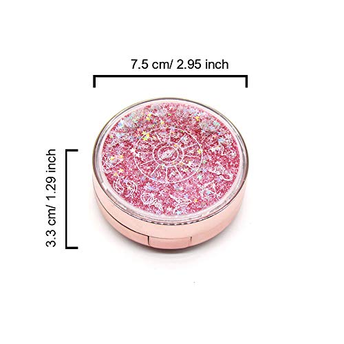 Cute Fashion Contact Lens Case, Color Sparkles Contact Lens Care Vision Care Nobleness Contact Lens Cases Kit with Mirror, Tweezers, Stick Connection, Keep Contact Lens from Drying (Pink) - Thumbnail 5