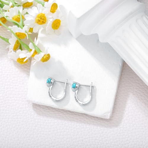 Natural Turquoise Hoop Earrings for Women 925 Sterling Silver Filigree Hoop Earrings with Genuine Turquoise Jewelry Gifts3