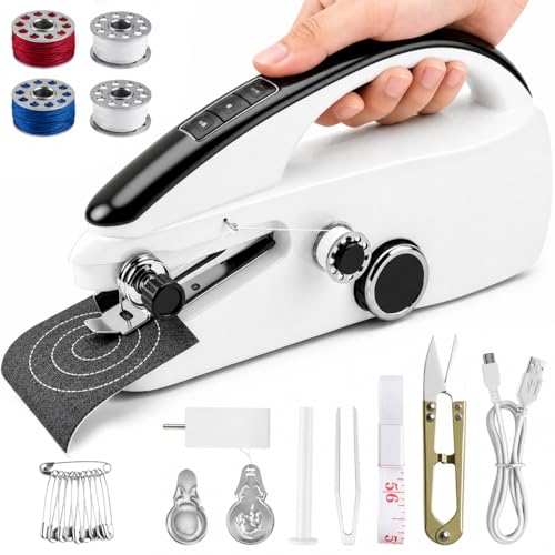 Handheld Sewing Machine Mini Hand Sewing Machine for Beginners Electric Portable Sewing Machine with Sewing Kit Easy to Use Ideal for Home Travel DIY Crafts Quick Home Clothing Repair