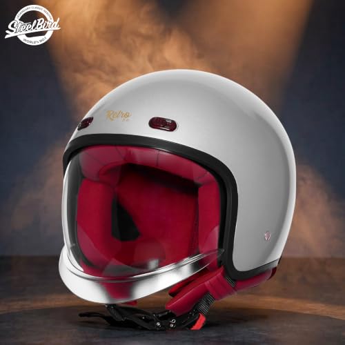 Image of Steelbird SBH-67 Retro 5.0 DOT and ISI Certified Open Face Helmet for Men and Women