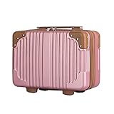 Lzttyee 14in Hard Shell Cosmetic Carrying Case Portable Travel Hand Luggage Suitcase (Rose gold)