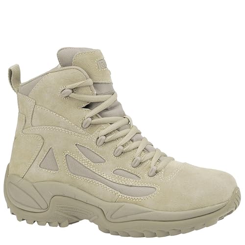 Image of Reebok Men's Rb8694 Rapid Response Rb Composite Toe 6 inch Tactical Stealth Boot Sidezipper Desert Tan Military & Tactical Boots