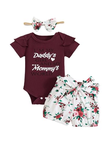 Newborn Girl Clothes Ruffled Sleeveless Romper Top Cute Floral Shorts with Headband Baby Girl Summer Clothes